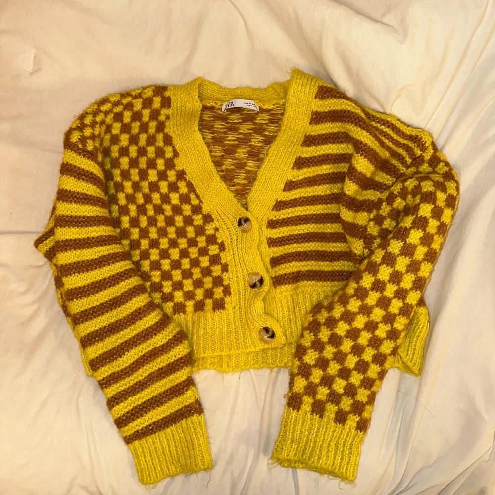 Zara Yellow & Brown Cardigan